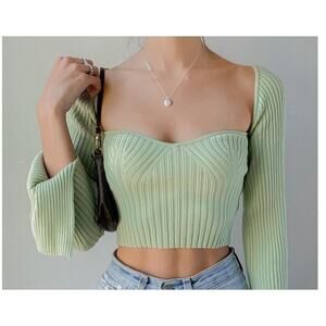 Urban Outfitters Juliet Portrait Long Sleeve Green Size Medium Coquette